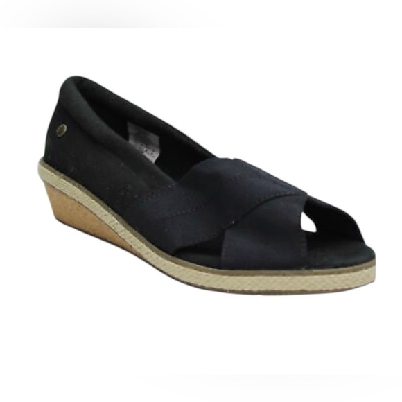 Grasshopper Black Wedge Open Toe.  Black.  Size 11. - Picture 1 of 7